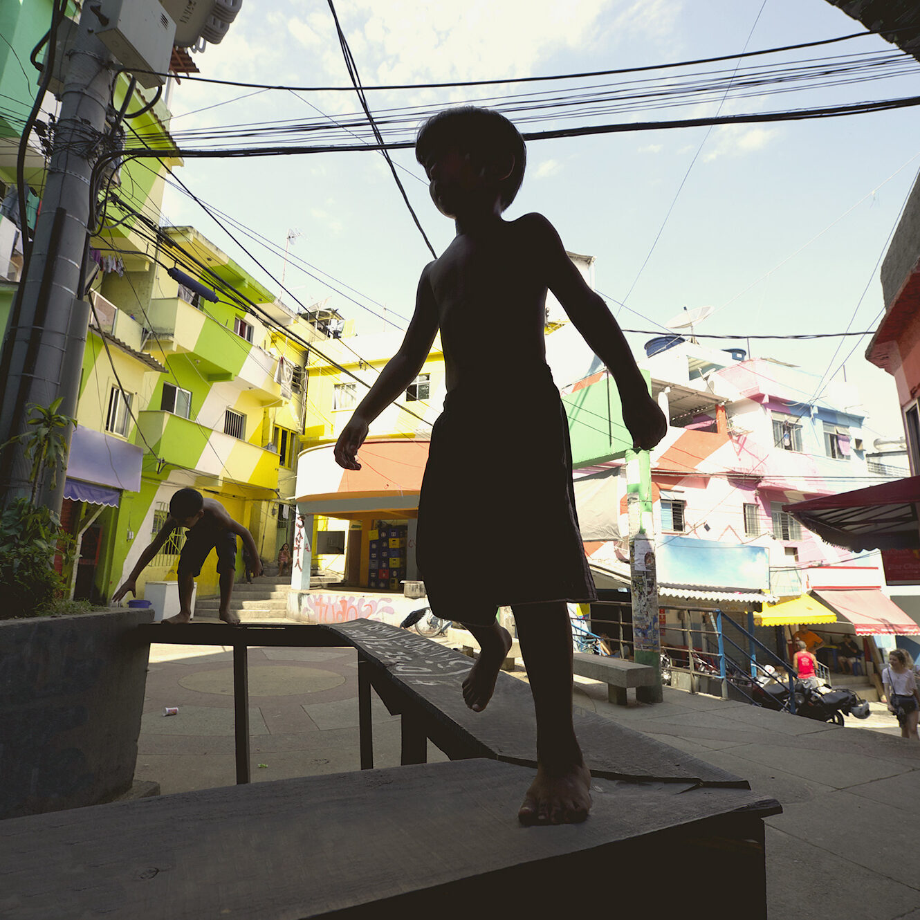 a child playing in Rio Favela