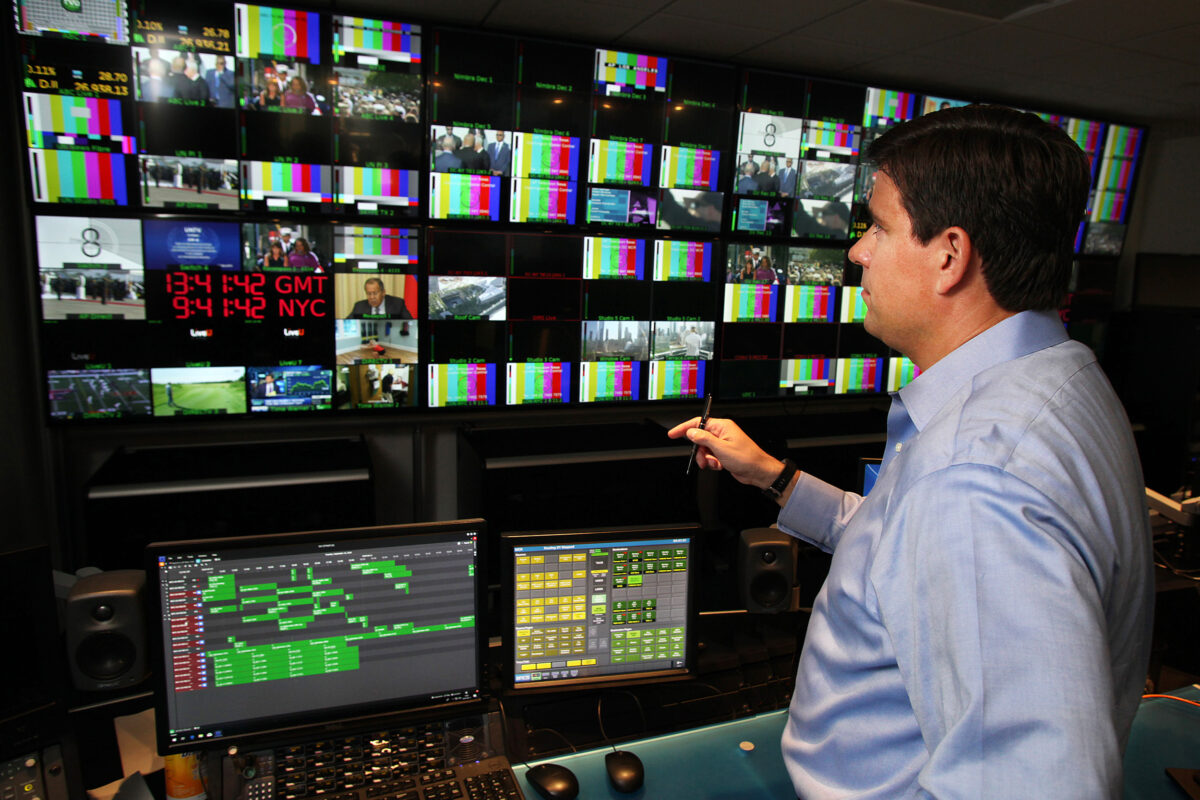 Michael Fabiano, AP vice president and general manager of revenue/Americas, in the AP's New York headquarters control room.