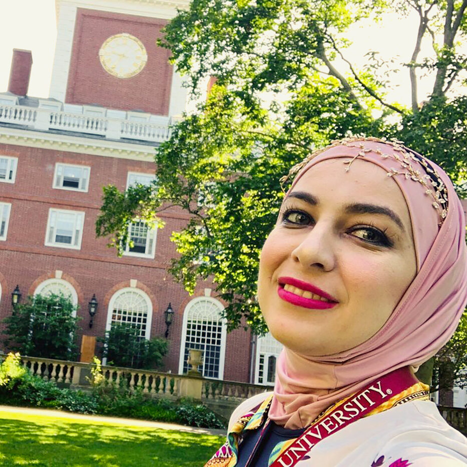 Rawan Alhawamdeh on the Harvard campus.