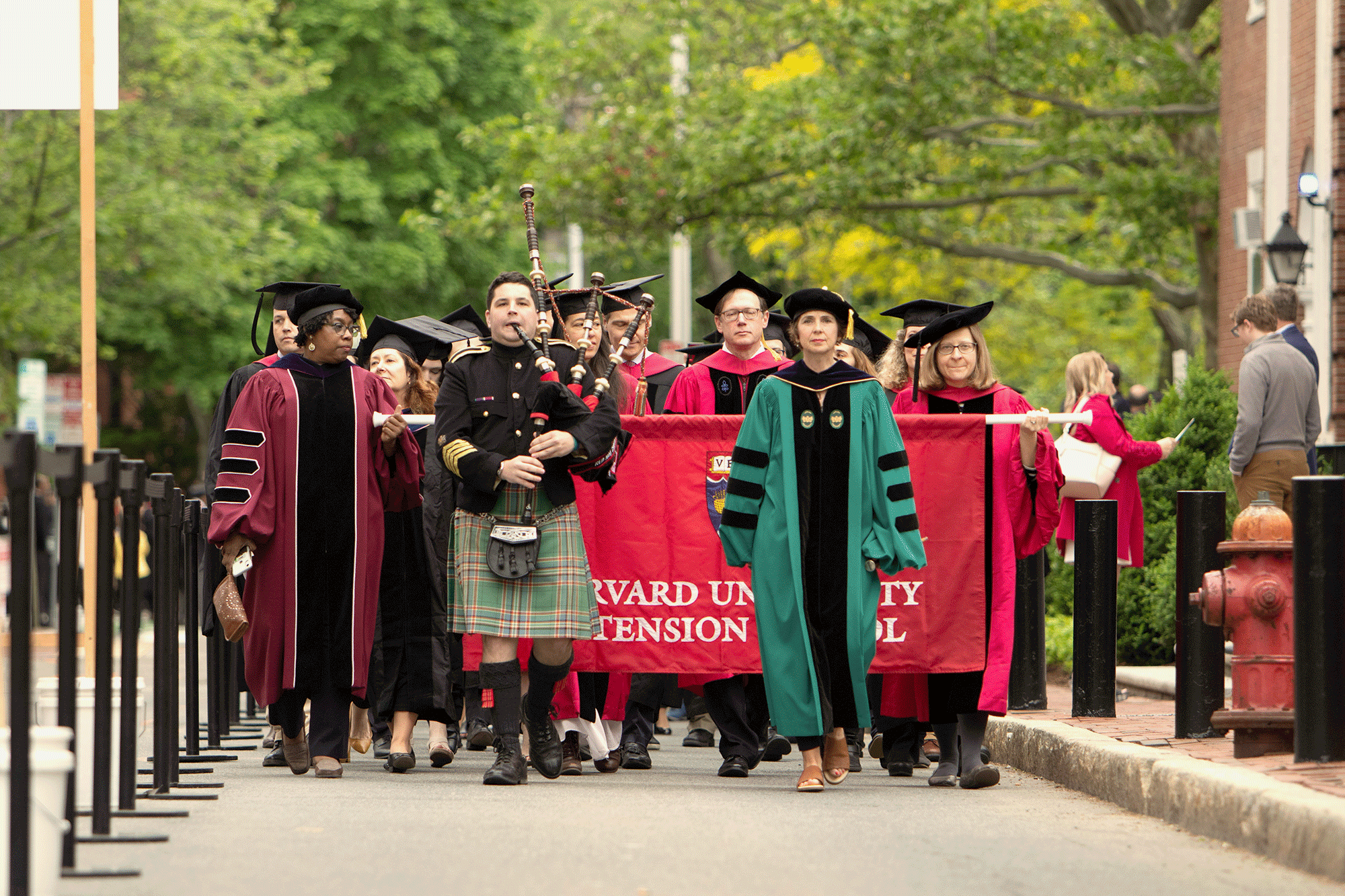 two students walking on Harvard University campus