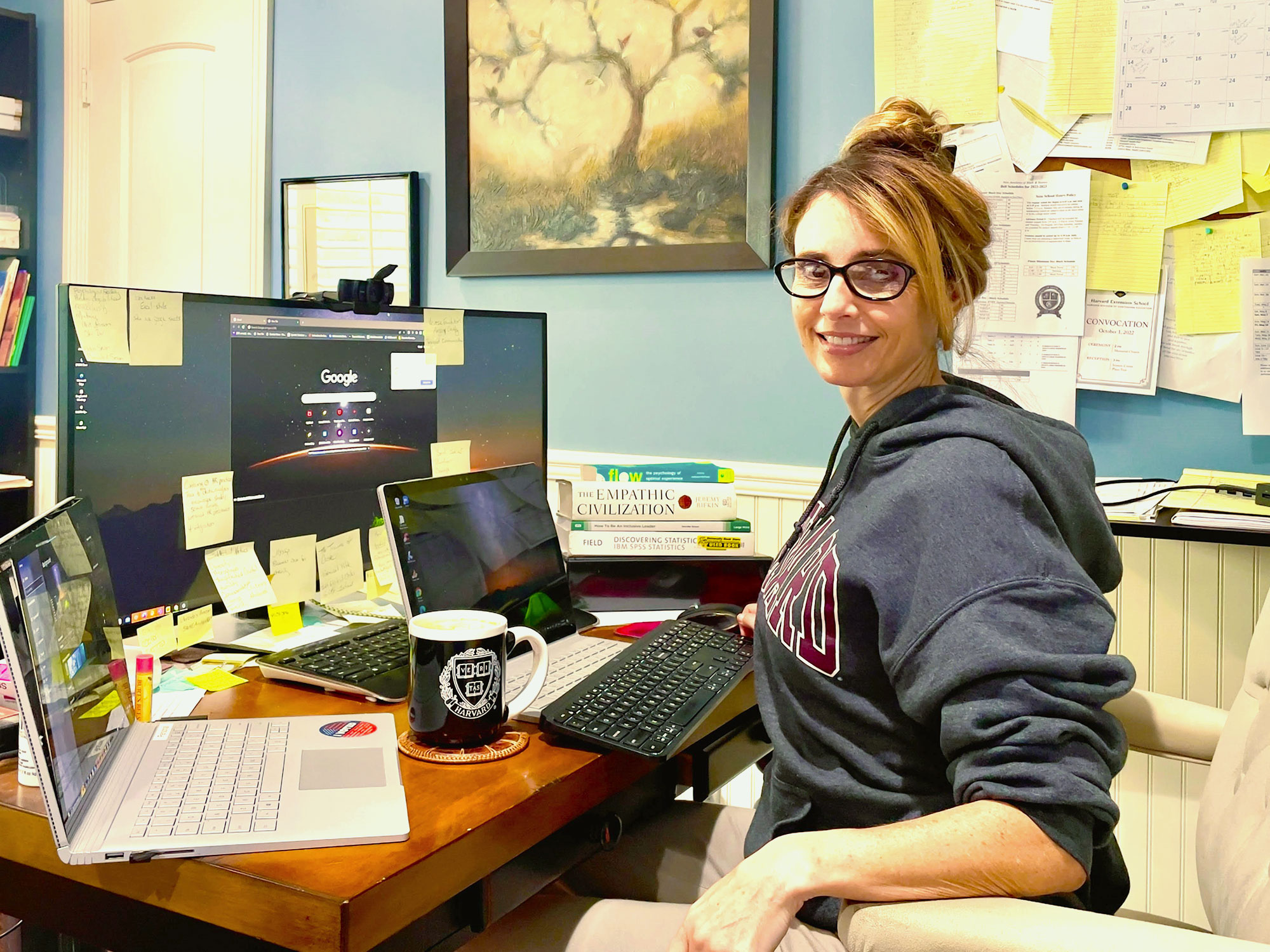 Staci Emerson at her desk.