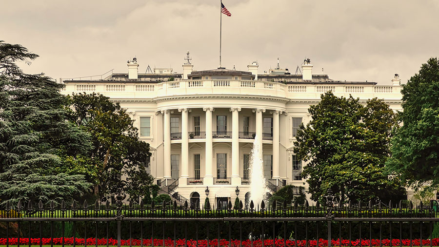 A front view of The White House.