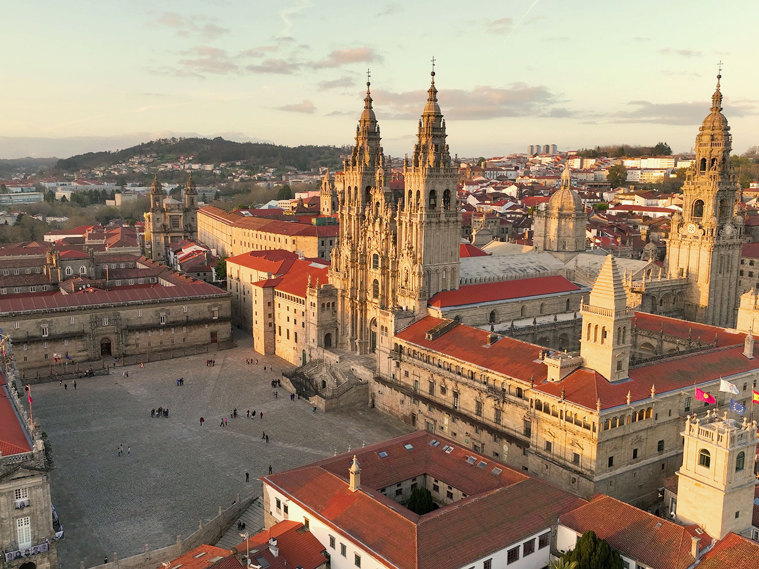 An aerial view of Santiago de Compostela.