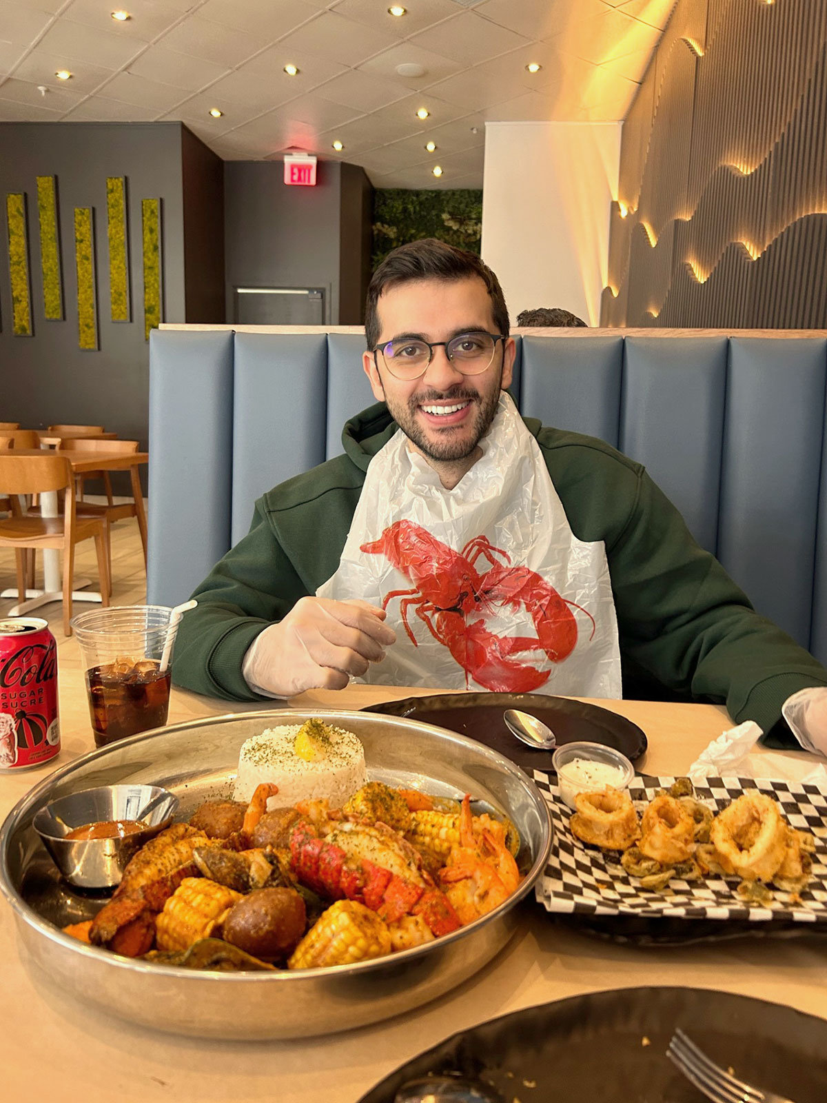 Neil Tanna enjoying seafood.