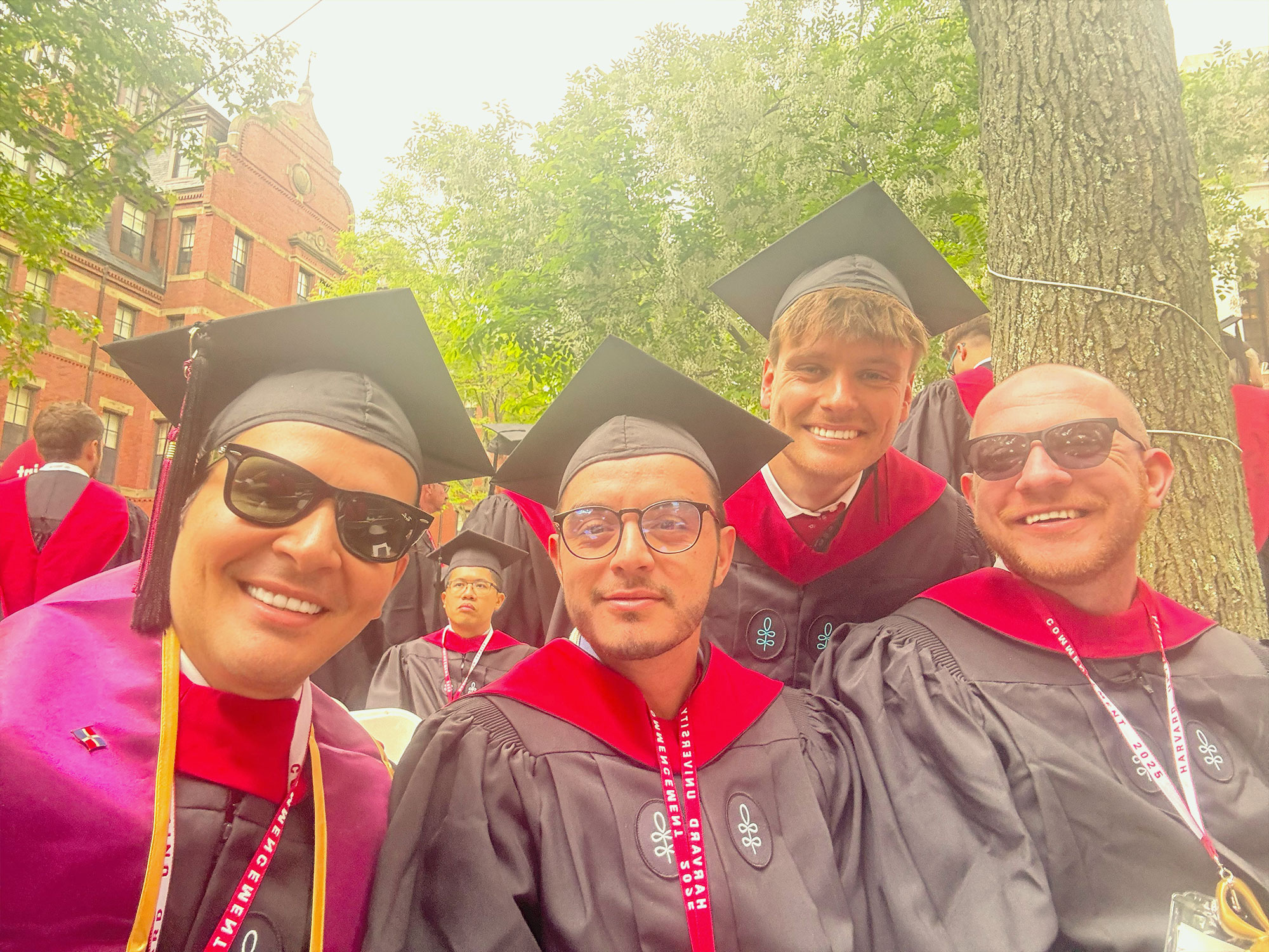 Sean O'Brien at commencement with classmates.