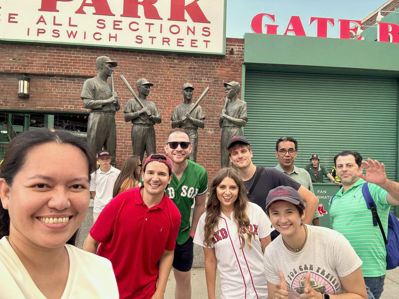 Sean O'Brien in Boston with classmates.