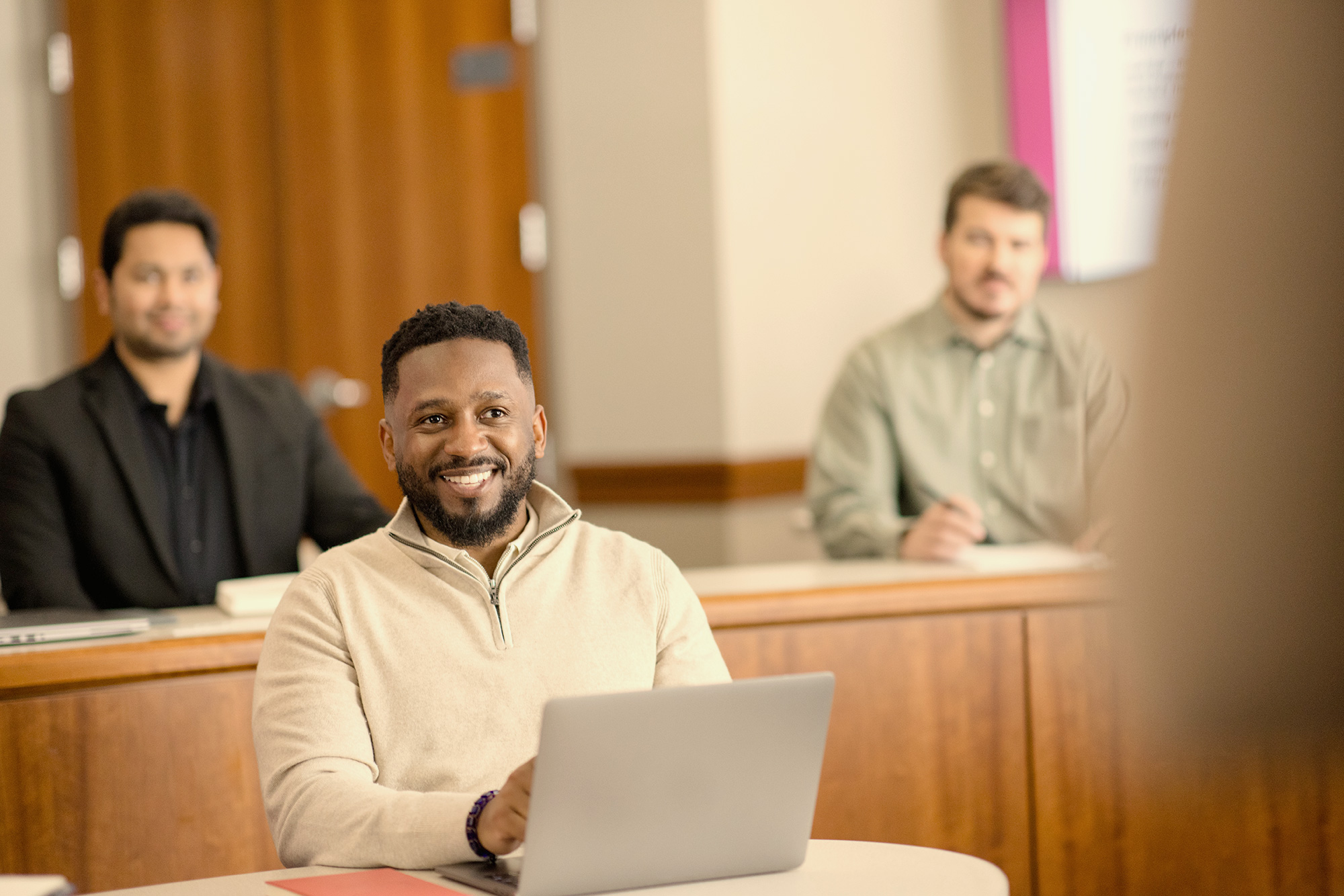 Christian Williams in Harvard classroom.