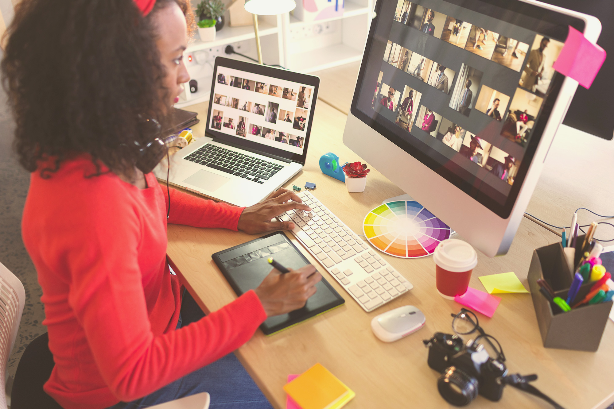 Creative professional editing photos.