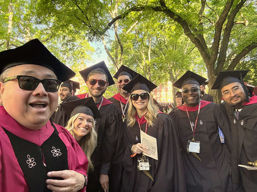 Becca Perkel-Moon and classmates at Harvard University Commencement.