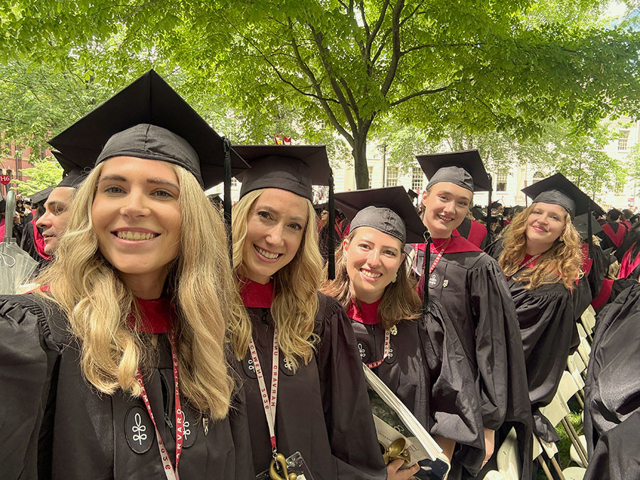 Sarah Kneisle at Harvard Commencement with classmates.
