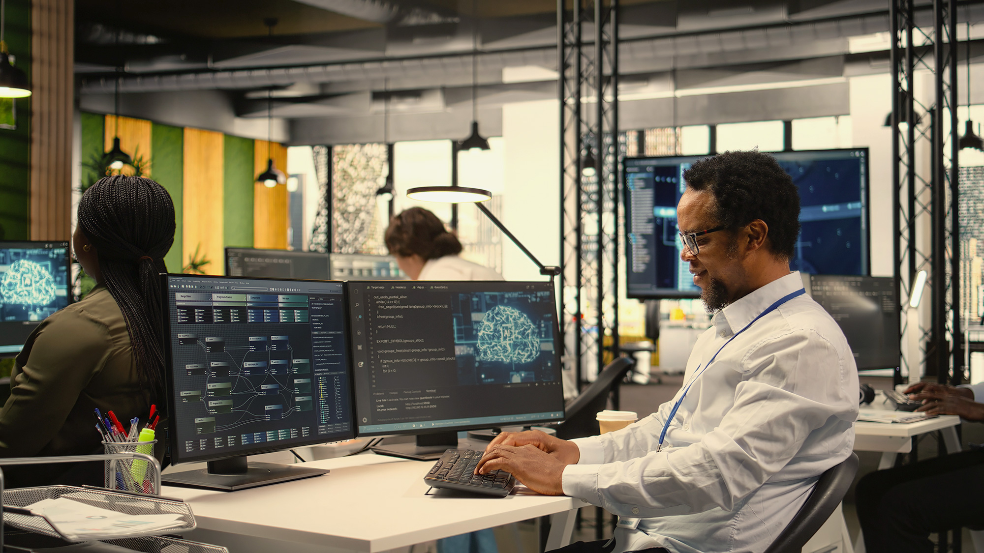 Data scientists in an office.